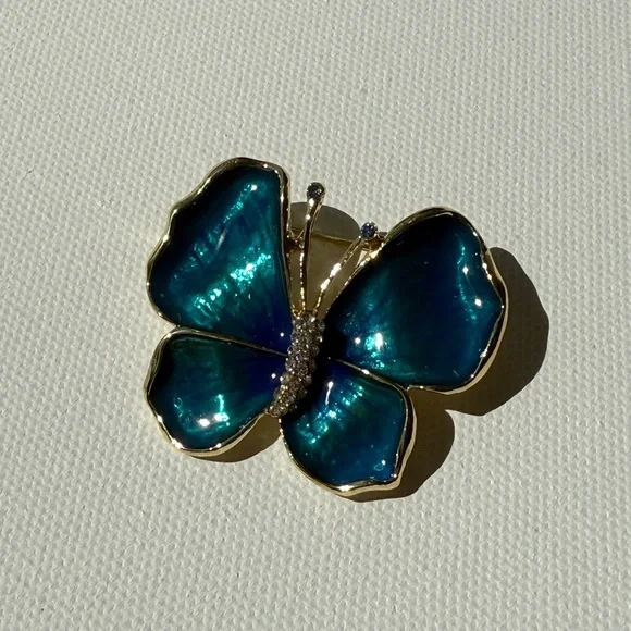 Brooch Blue Butterfly Pin, Elegant Statement Jewelry - Picture 7 of 9